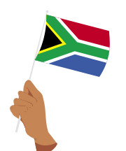 Hand waving a South African flag